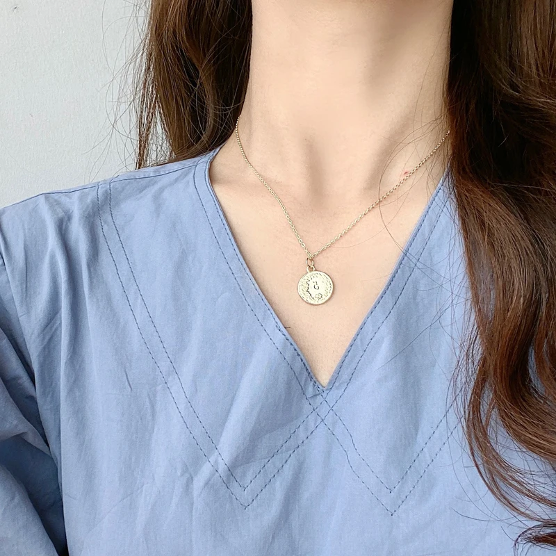 2020 Korea new geometric round double-layer Pearl women's chain necklace girl's party gift simple jewelry necklace pendant