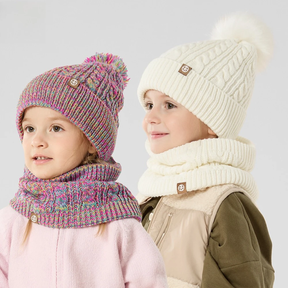 子供用帽子スカーフ手袋冬用毛玉三点セットぬいぐるみ暖かいニット手袋