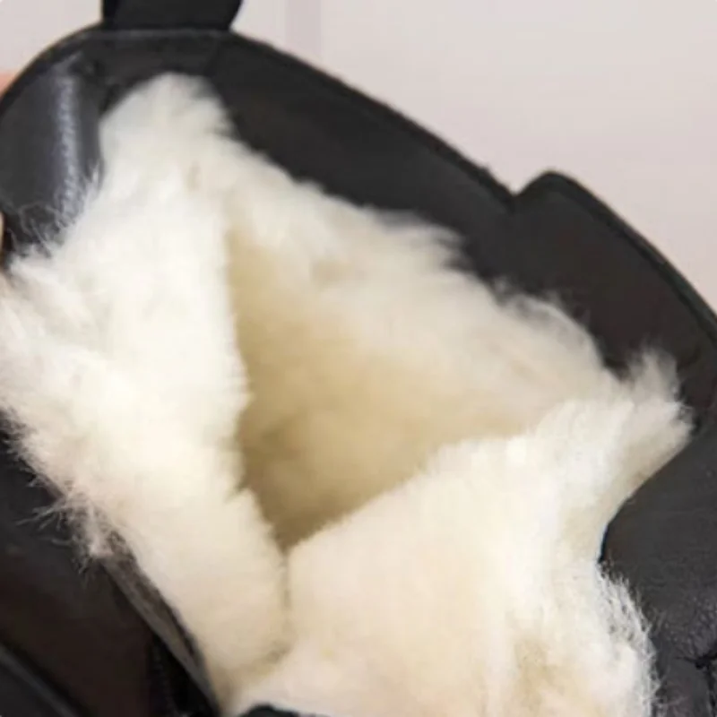 ZXRYXGS 2025 Nieuwe Mode Top Koeienhuid Winter Warme Snowboots Comfortabele Elegante Platte Laarzen Zwarte Schoenen Vrouwen Katoenen Laarzen