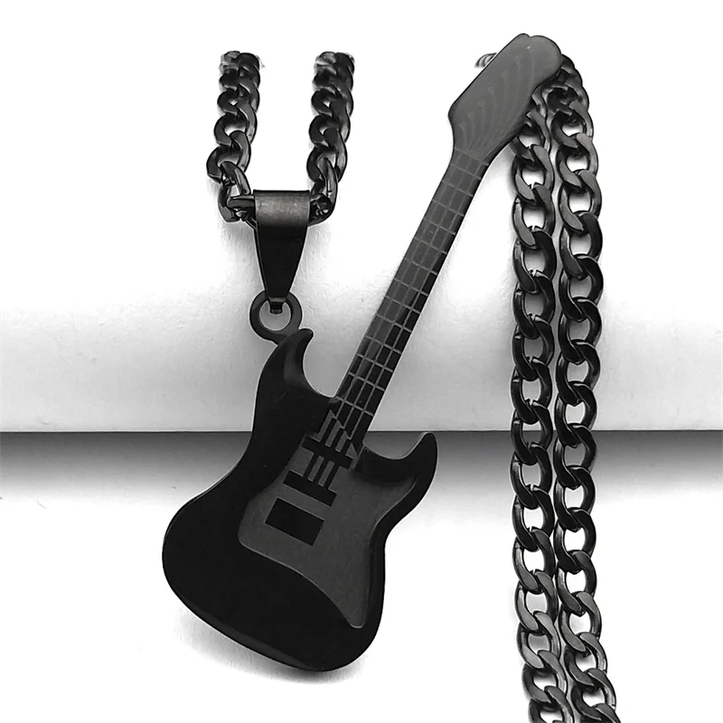 Hip Hop Bass Musikinstrument Anhänger Halskette für Frauen Männer Edelstahl Gold Farbe Rock Musik Kette Schmuck N3241S06 – Detail 7