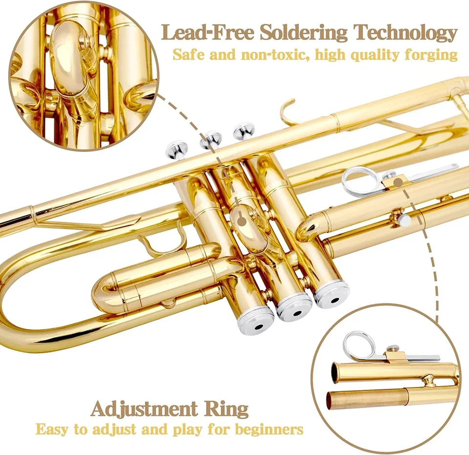 SLADE Bb Trumpet Brass Instrument Standard Brass Trumpet Set for