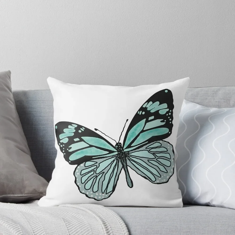 Beautiful duck egg blue butterfly symbolising Hope for tomorrow Throw Pillow Couch Pillows Anime Pillow