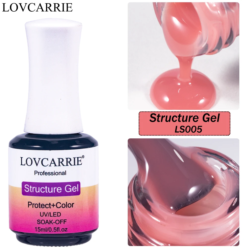 

LOVCARRIE Cover Pink Structure Gel Nail Polish 15ML Protect Jelly Color Base Gel Semi Permanent UV Professional Top Coat No Wipe