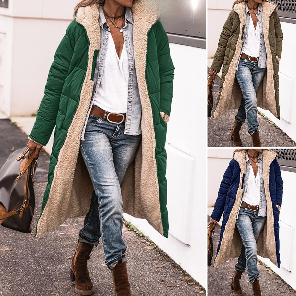

UNIKTEE женское пальто на флисовой подкладке с длинным рукавом, повседневное однотонное осенне-зимнее повседневное базовое пальто с карманами, модные пальто