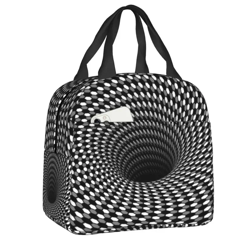 Custom Optical Illusion Hexagon Honeycomb Lunch Bag Women Cooler Warm Insulated Lunch Boxes for Adult Office