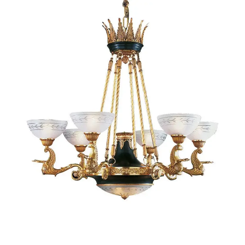 French retro all-copper chandelier retro villa study bedroom living room classical lamps European art