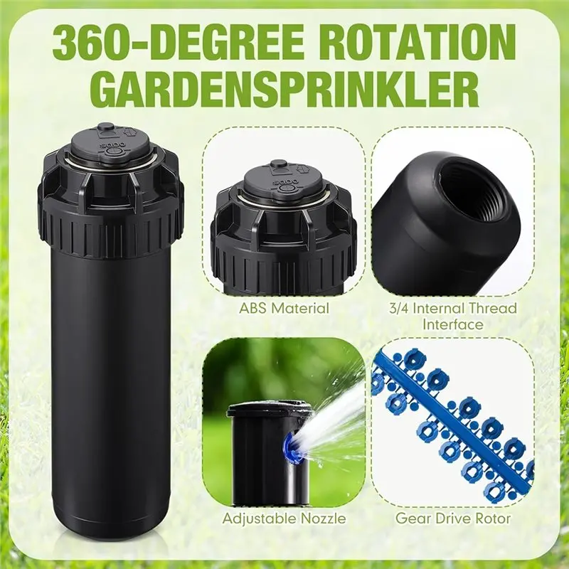 ABRU-Gear Drive Sprinkler Heads 5000 Series With Screwdriver, 25-50Ft Spray, 3/4 Inch -Up, 25° To 360° Coverage