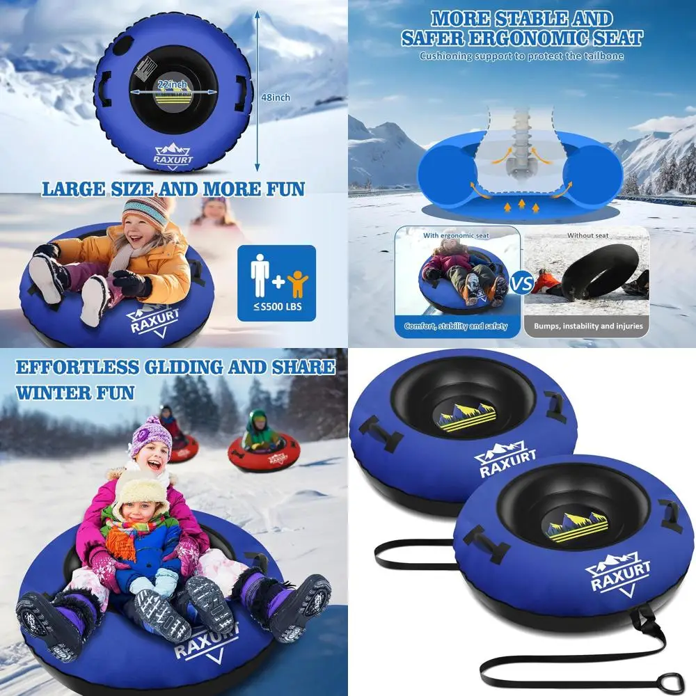 

Прочная надувная снежная трубка с холщовым покрытием для всех возрастов, толстое дно, тянущее кольцо для буксировки, развлечения в зимних лихах