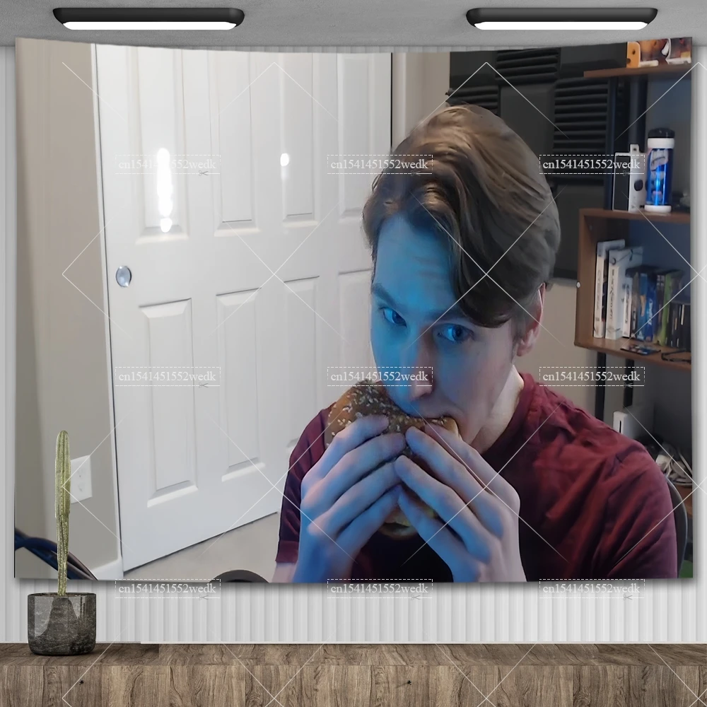 Jerma Burger Tapisserie Essen Hamburger Meme Tapisserie Wandbehang Raum Dekor ästhetische Schlafzimmer Hintergrund Tücher Tapisserien