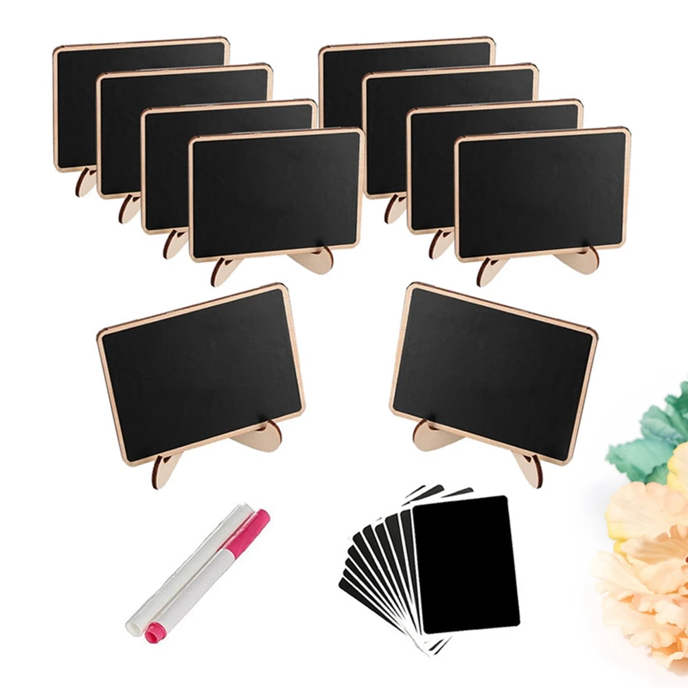 10pcs Mini Chalkboards With Holders Wooden Reusable For Wedding Party Home Decoration Blackboard Pen Set