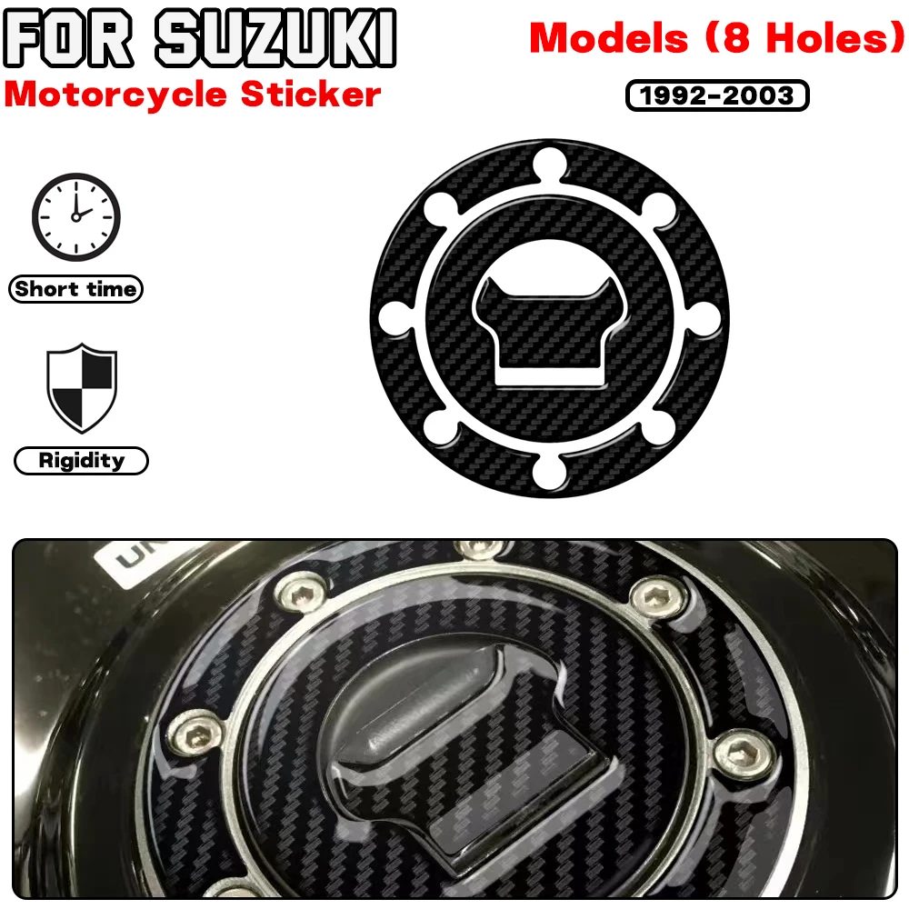 

For SUZUKI Models 1992-2003 (8 Holes) Motorcycle Gas Fuel Cap Cover Decal Protection Stickers Carbon-look Transparent