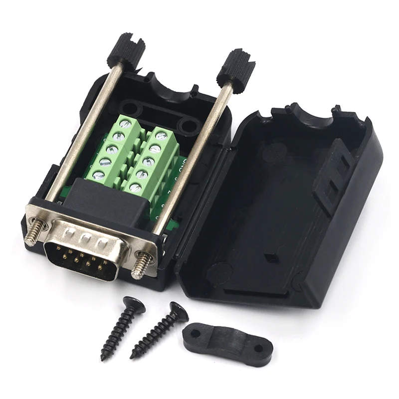 DB9 serial COM transfer-free solder terminals RS232 female connector with back side screw DIY
