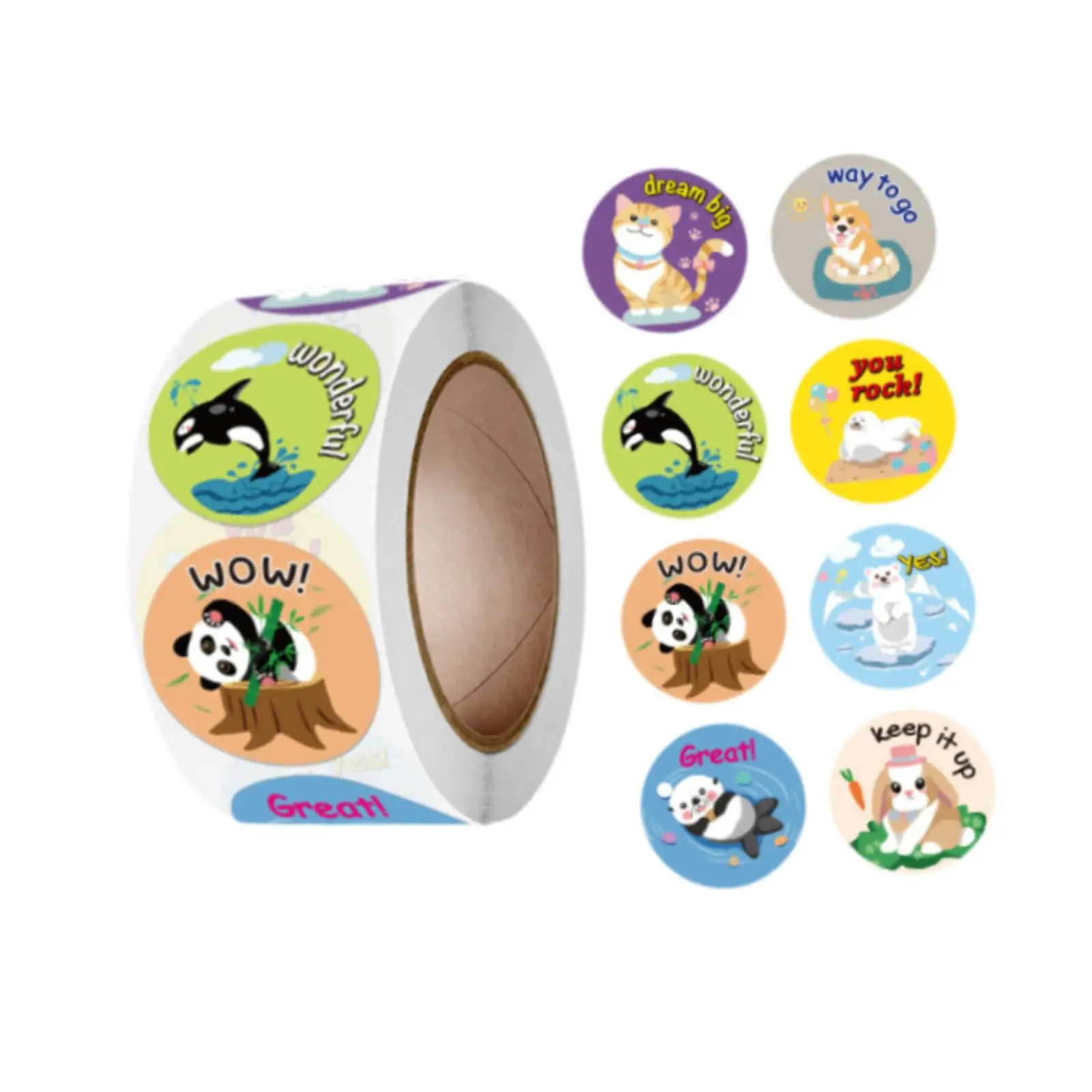 500x Round Animal Stickers Decoration Stickers for Classroom Party Supplies