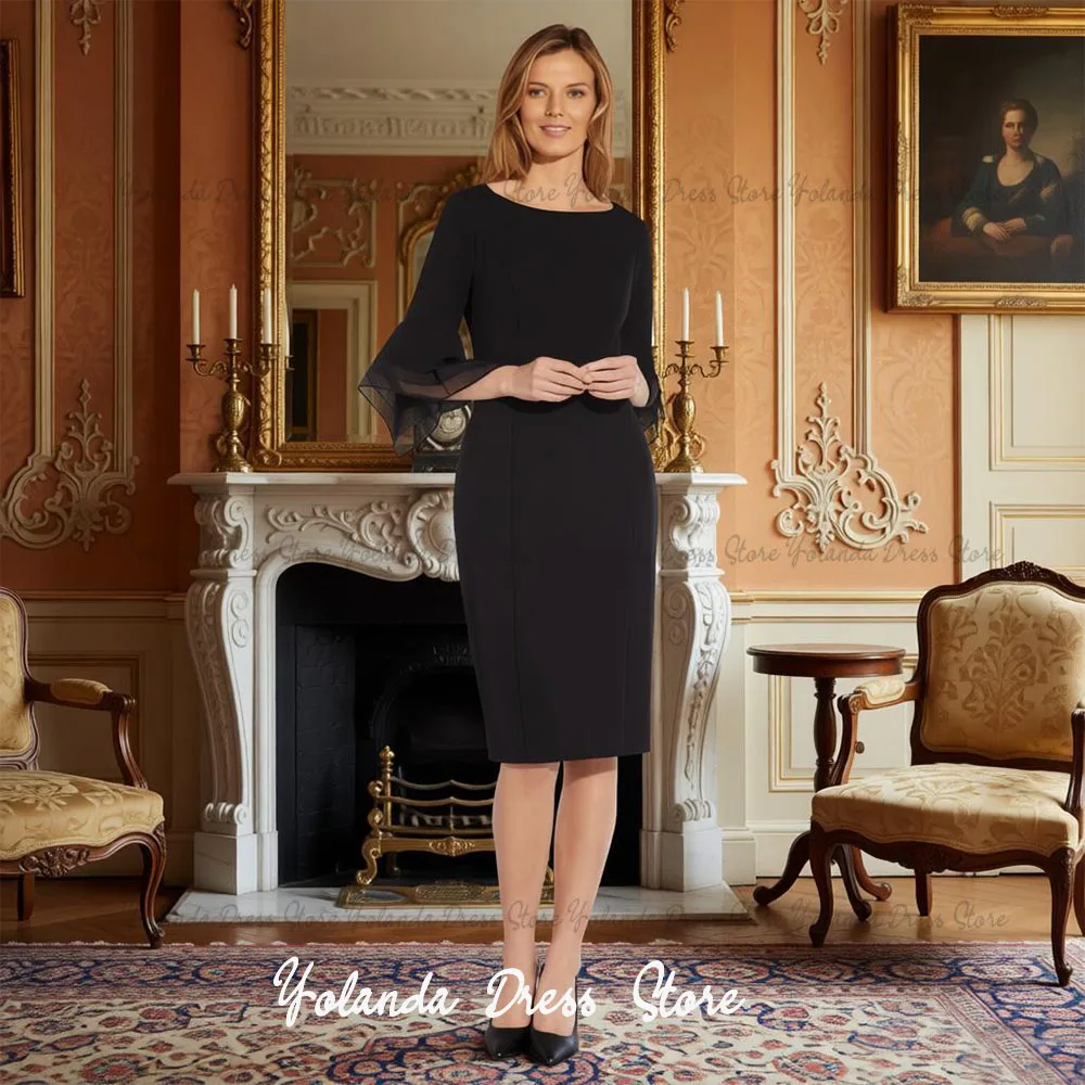 

Yolanda Customized Simple Mother of Dresses 2026 A-line Dress With Tiered Three Quarter Sleeves Knee Length Evening Dresses