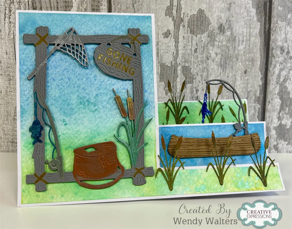 แม่พิมพ์ตัดโลหะรูปปลา Best Fishes Gone Fishing สำหรับงาน DIY ทำสมุดภาพ การ์ด และงานฝีมือ