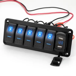 Panel de interruptor basculante marino Universal, 2, 3, 4, 5, 6, 8 entradas, 12V, 24V, impermeable, para RV, yate, barco, coche, luz de encendido/apagado