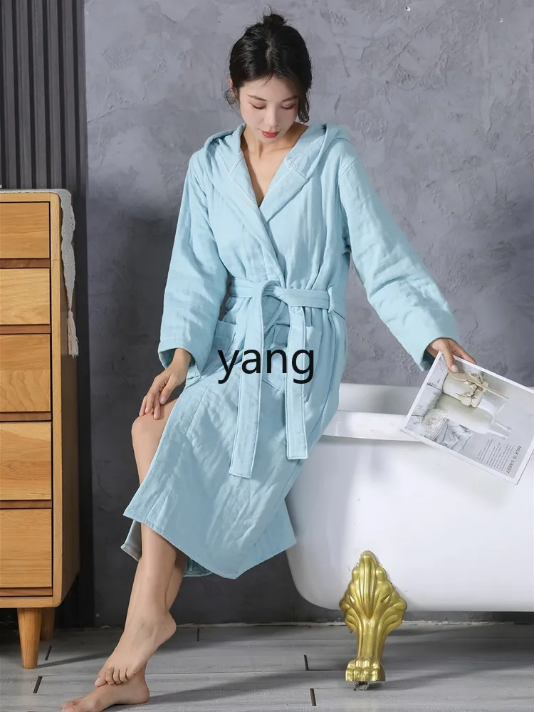 LMM men's and women's absorbent nightgown autumn and winter thickened four-season universal adult yukata