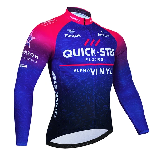 Imagen 2 del producto Ropa de ciclismo Quick Step 2024 para primavera y otoño, camiseta de manga larga para bicicleta de montaña para hombre, ropa de equipo para bicicleta, ropa de verano para exteriores Q