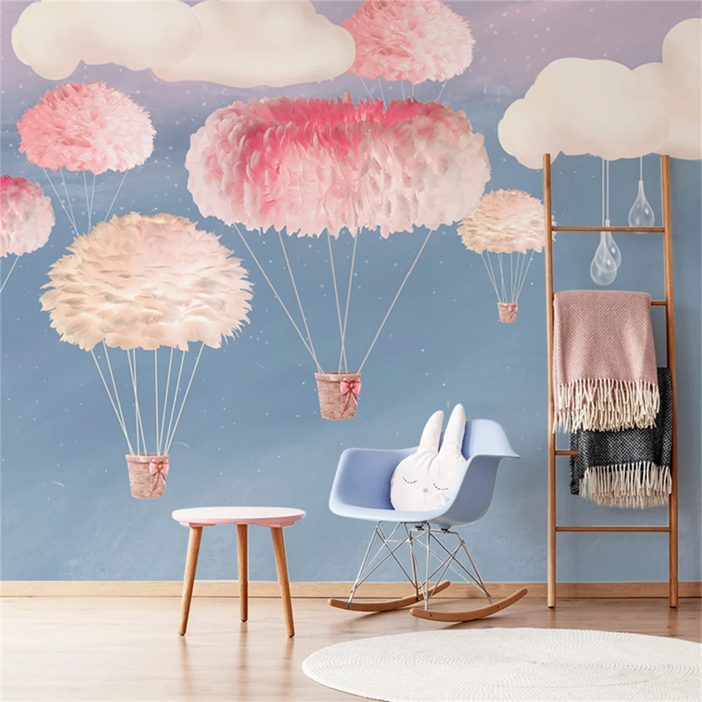 خلفية جدارية مخصصة لغرفة المعيشة إعداد ورق حائط بالونات ملونة يطير حلم صور خلفية للجدران ملصقات ثلاثية الأبعاد