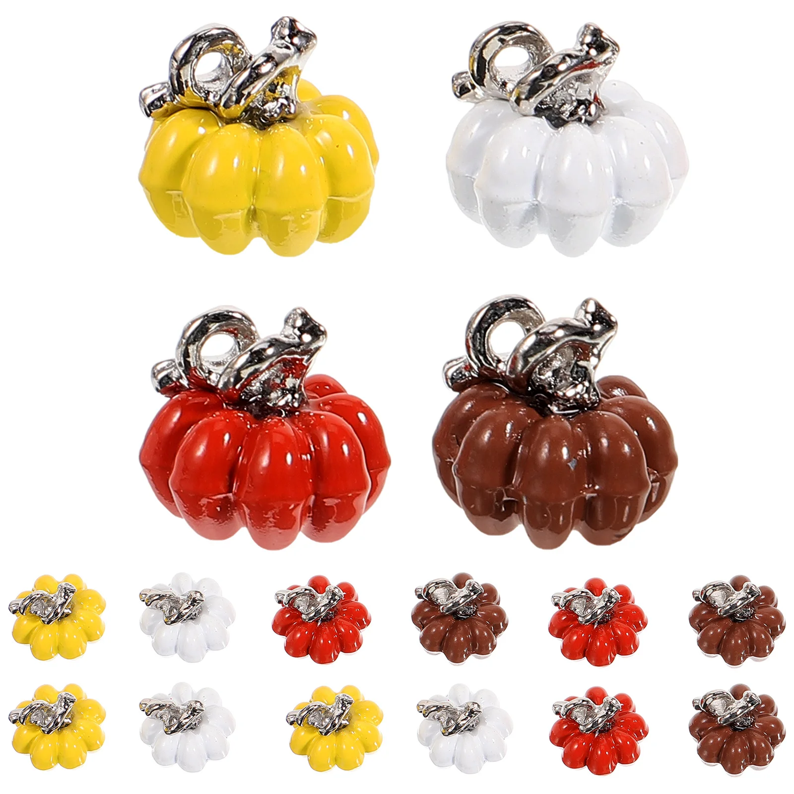 16 szt. Zawieszek Dyni na Halloween DIY Akcesoria do Biżuterii Trójwymiarowe Zawieszki Dyni ze Stopu do Bransoletek