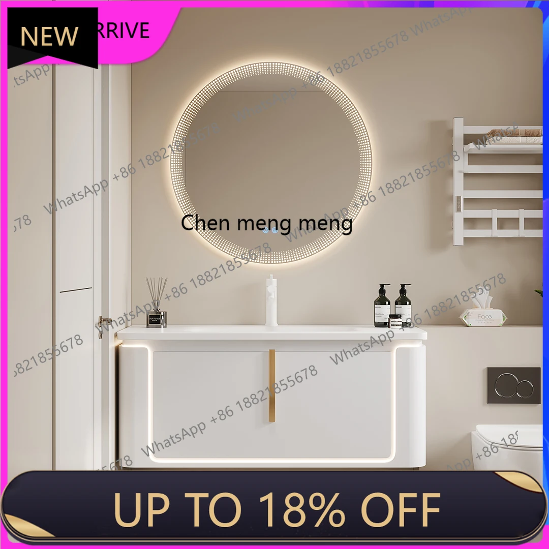

C88 Corian bathroom cabinet combination ceramic integrated basin toilet washstand oak washbasin