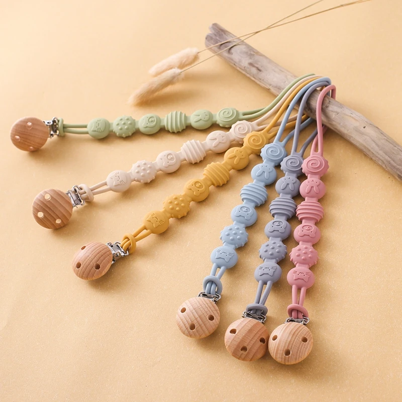 Baby Anti-drop Chain Pacifier Clips Silicone Beads Infant Nipple Appease Soother Chain Clips Dummy Holder Nipple Clip Baby Gift