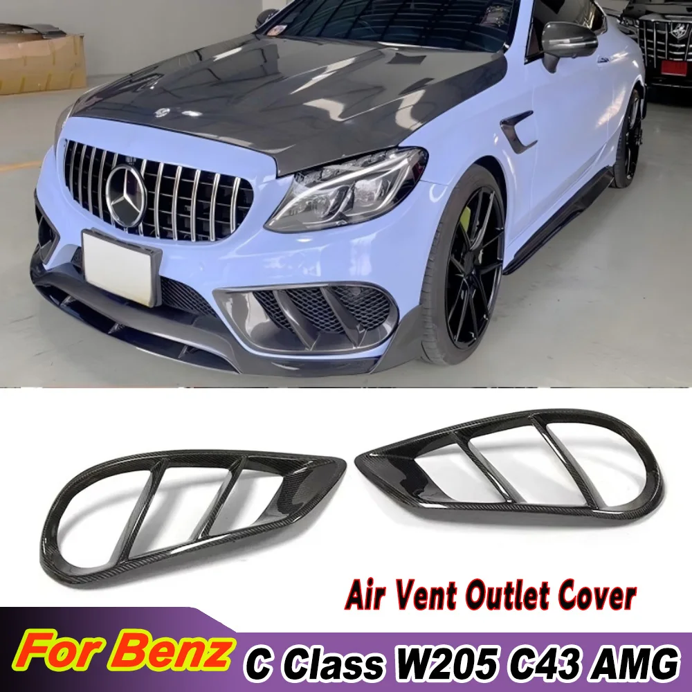 

Front Bumper Air Vent Outlet Cover Trim Real Carbon Fiber For Benz W205 C43 C180 C200 Sport 2015-2019 Upgrade FogLamp Grill Fram