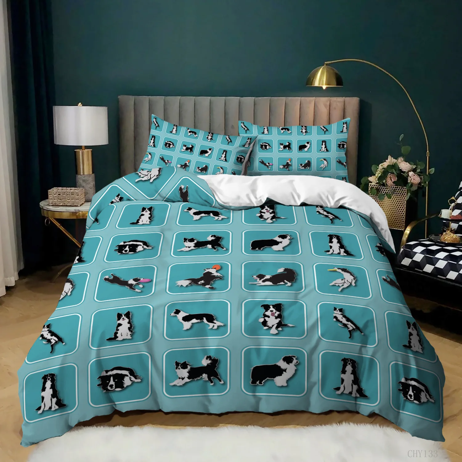 Imagem -05 - Cute Dogs Bedding Conjunto para Crianças e Adultos Cartoon Corgis Dog Design Capa de Edredão Fronha Roupa de Cama Estilo Kawaii Single Double Size