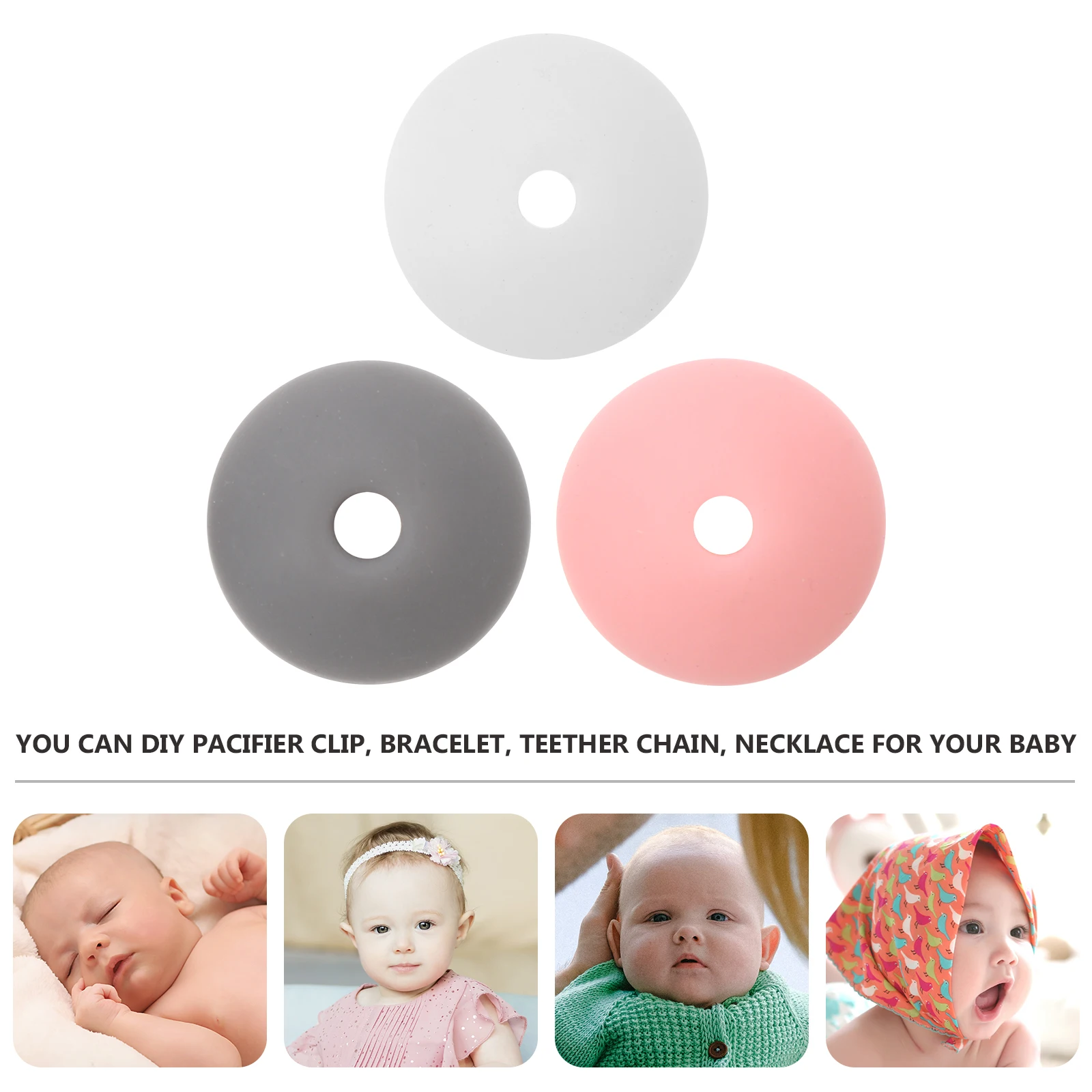 

60 Pcs Glue Beads Silicone for Pacifier Clip Chain Accessories 15mm Pacifiers Letters DIY Toy