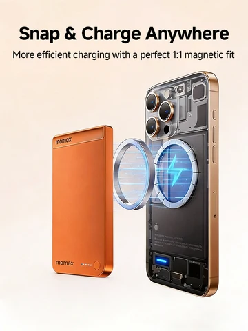 Внешний аккумулятор MOMAX 15W 10000mAh с беспроводной магнитной зарядкой Qi2 для iPhone 16 15 14 13 12 Pro Max