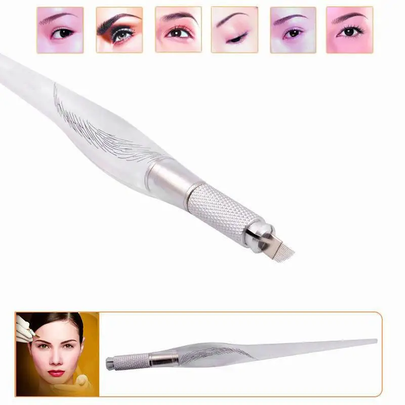 Eyebrow Microblading Pen Manual Tattoo Tool for Permanent Makeup Aluminum Handle Precision Needle Holder for Beauty Salon Supply