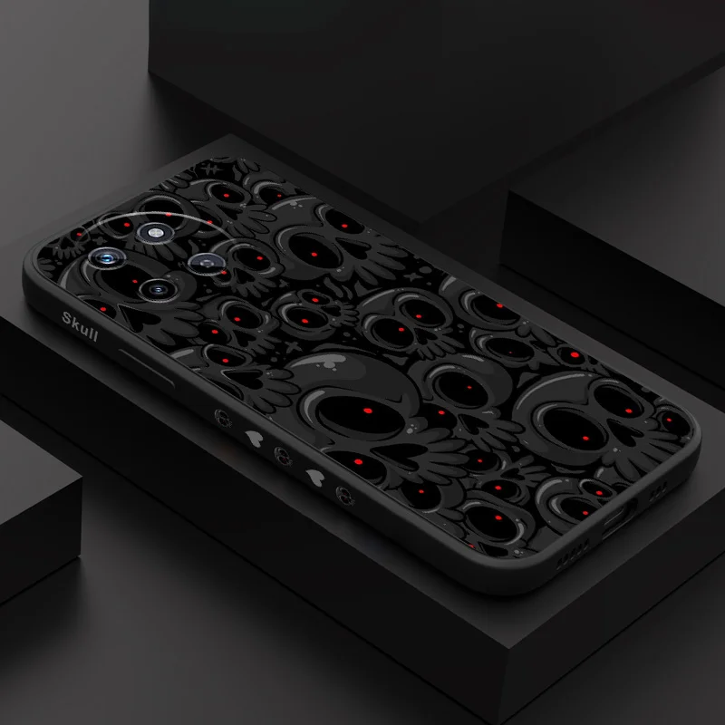 

Red Eyed Skeleton Phone Case For OPPO Realme 14 13 12 11 10 9 9i 8 8i 7 Pro Plus C35 C21Y C25Y C25 4G 5G Liquid Silicone Cover