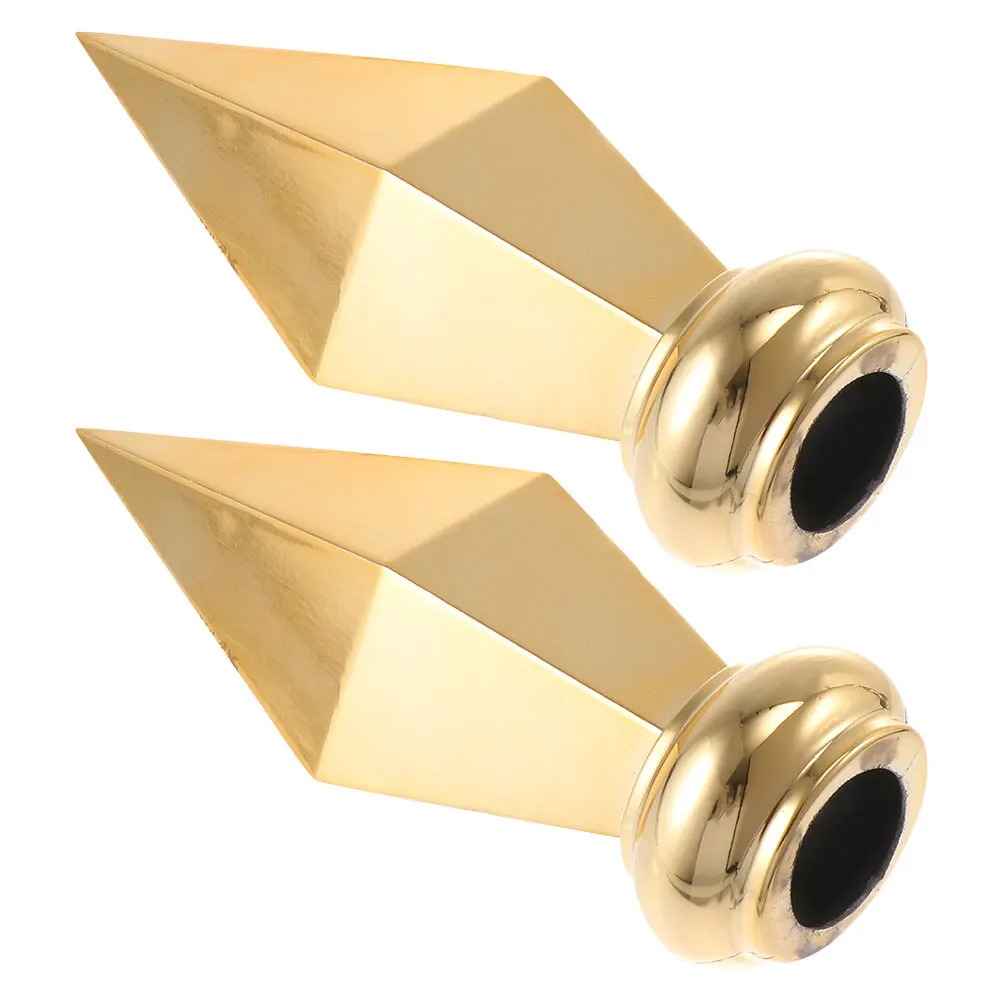 

2pcs Flagpole Finial Aluminum Alloy Durable Elegant Design for Conference Hall Decoration Gold Reusable Easy Installation