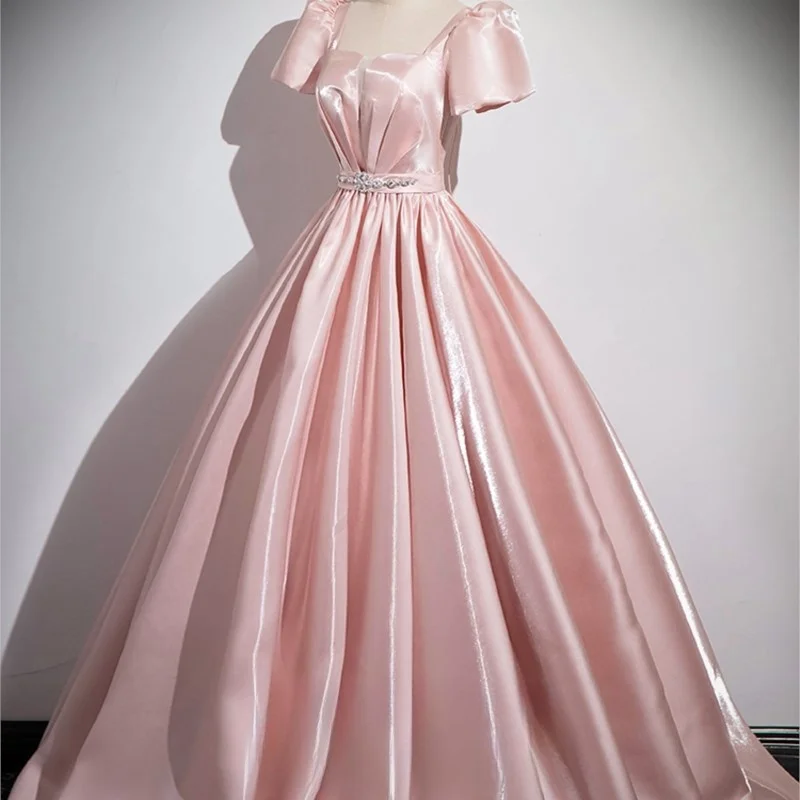 New pink satin toasting dress for adult birthday party