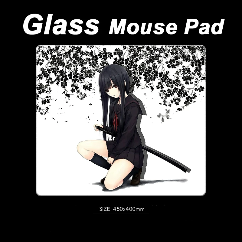 

Белый базовый милый коврик для мыши из фотоэлектрического стекла для девочек в стиле аниме — XXL мультяшная закаленная твердая поверхность для игрового и офисного домашнего использования FPS