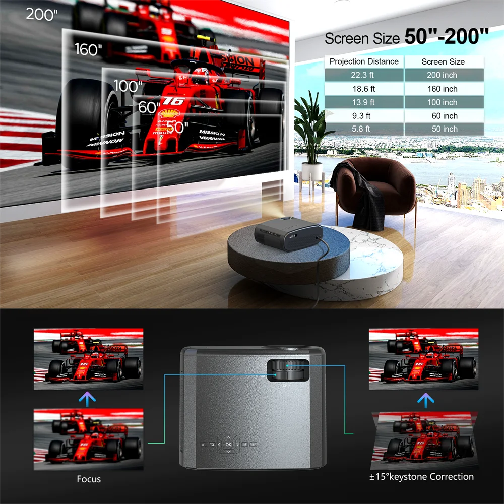 WEWATCH V50 Tragbare 5G WIFI Projektor Mini Smart Echt 1080P Volle HD Film Proyector 200'' Großen Bildschirm LED bluetooth Projektoren