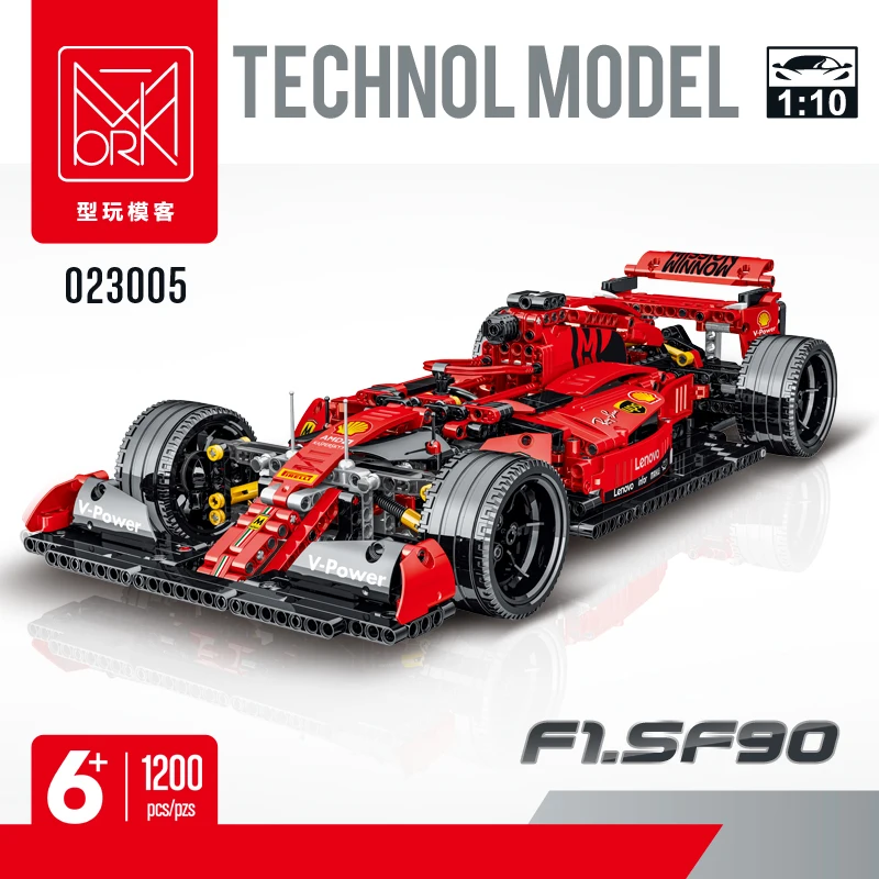 Mork 023004 023005 High-Tech MOC Red F1 Formula Cars Sports Racing Modular Car Model  Toys Building Blocks Boy Audlt Gift