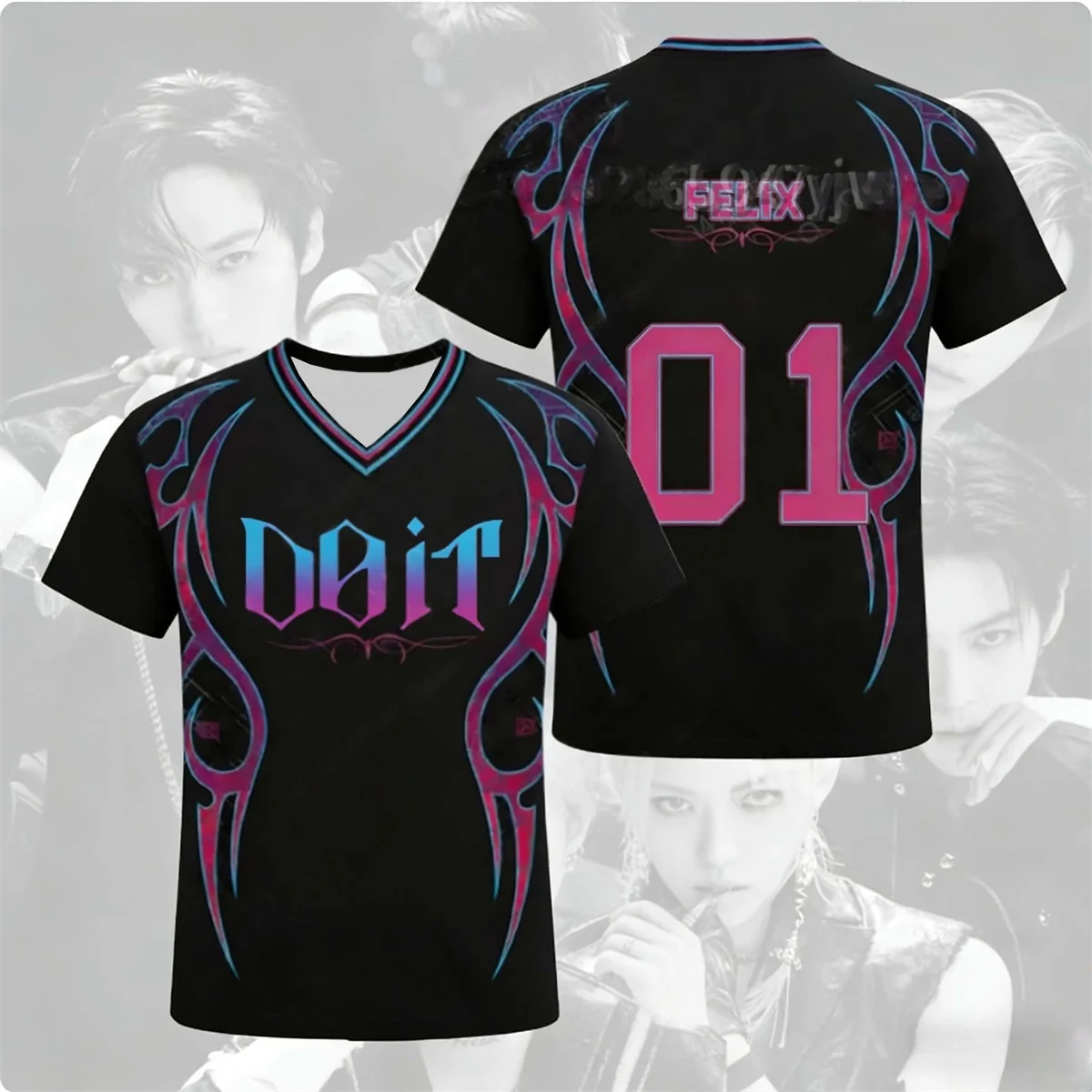 Concert Music Jersey 3D Printed Felix Member Digital T-shirt Fan Fashion Street Wear Summer Quick Drying T-shirt Family Matching
