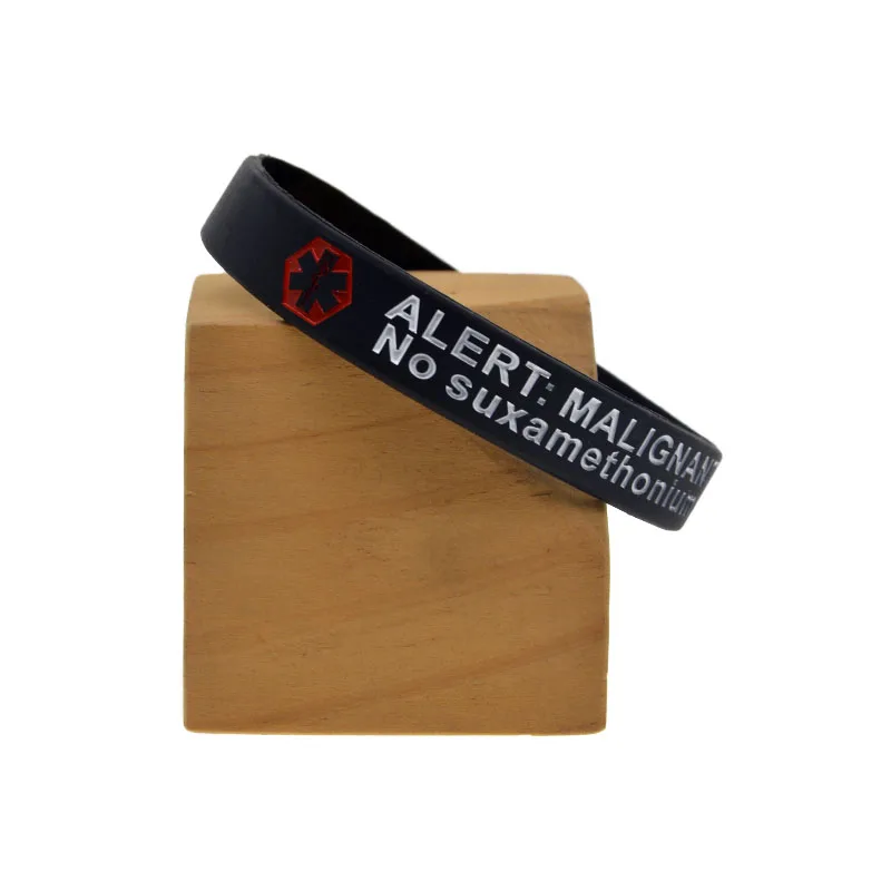 50 Pcs Alert Malignant Hyperthermia Silicone Bracelet 1/2 Inch Wide Unisex Rubber Wristband Inspirational Hand Band