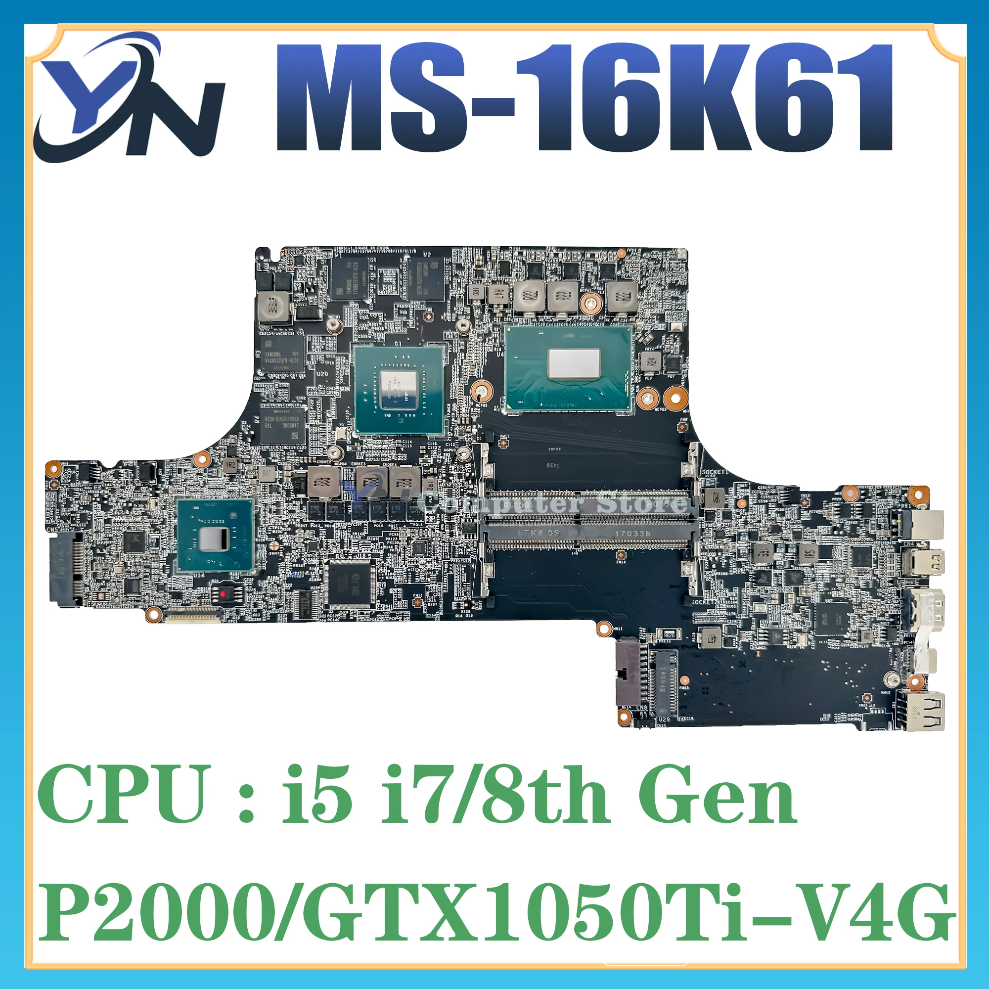 

Mainboard For MSI MS-16K61 MS-16K6 WS63 8SJ Laptop Motherboard i5 i7 8th Gen GTX1050Ti/P2000-V4G 100%Working Well