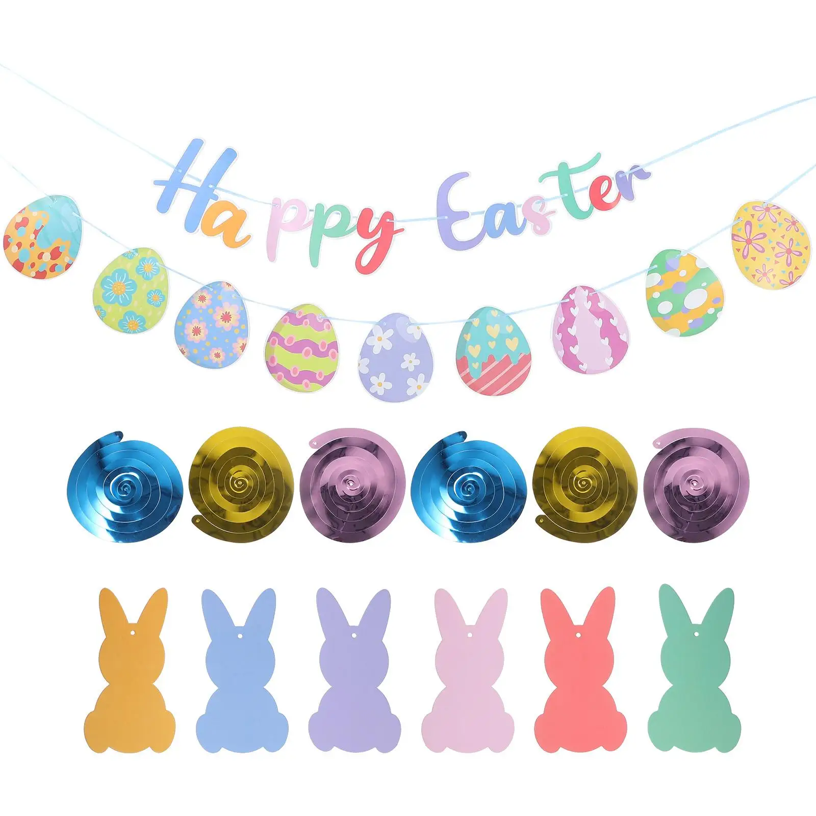 

Easter Decoration Banner Hanging Party nament Decorative Banners Spiral Wall Window Tree Branch Door