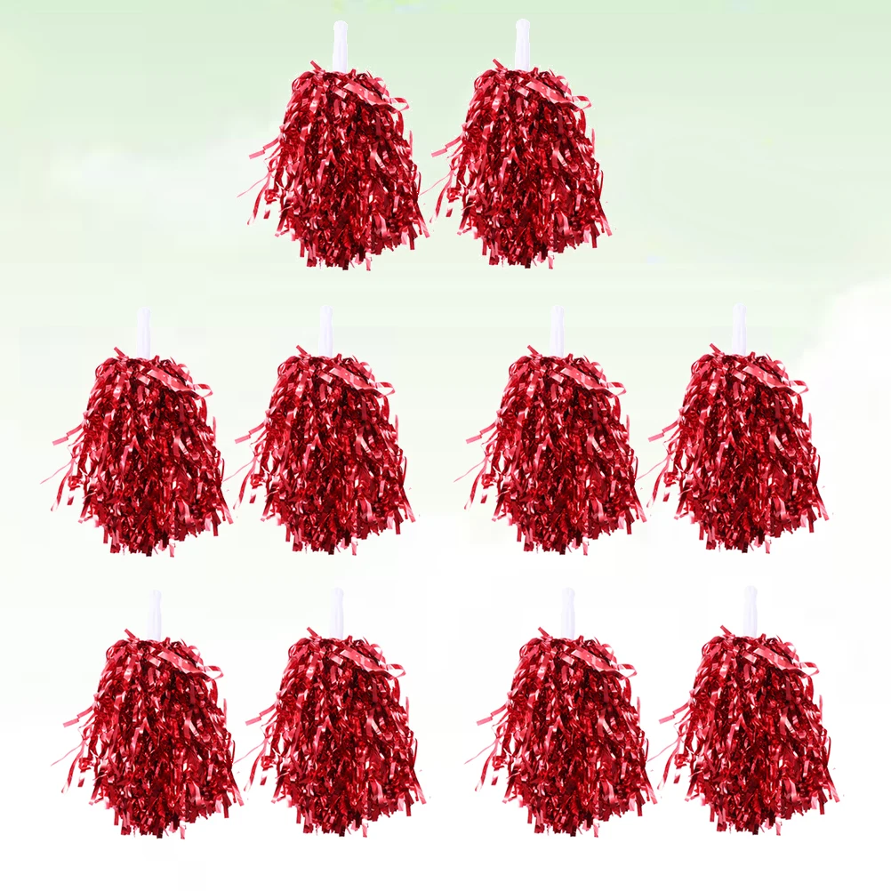 10 pcs 25G Cheerleader Pom Poms Plastic Lightweight Shiny Balls Smooth Handle For Competition Sports Events Team