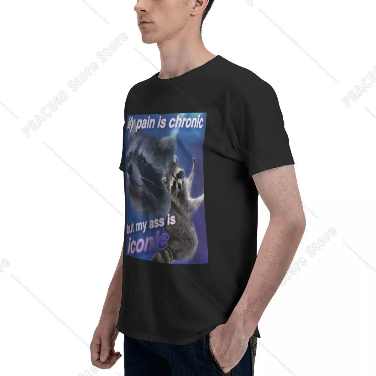 My Pain Is Chronic But My Ass Is Iconic Meme T Shirt Raccoon Tanuki Opossums T Shirt O-neck Summer For Men Graphic Clothes