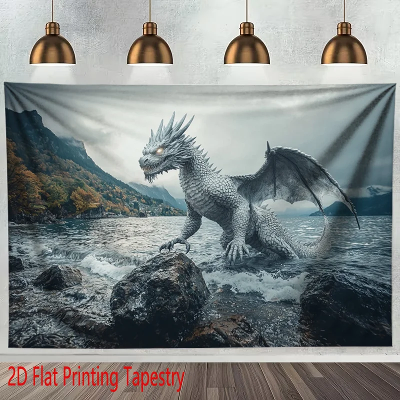 Fantasy Dragon Tapestry Wall Hanging Decor Mythological Creature Art Print for Bedroom Living Room Boho Home Accent