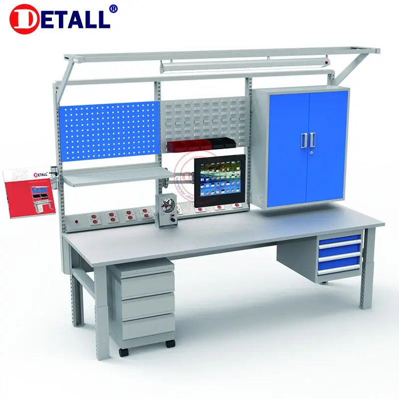 Garage Heavy Duty Work Bench with Stainless Steel Top Professional Industrial Laboratory Table for Workshop Tool Storage Pro
