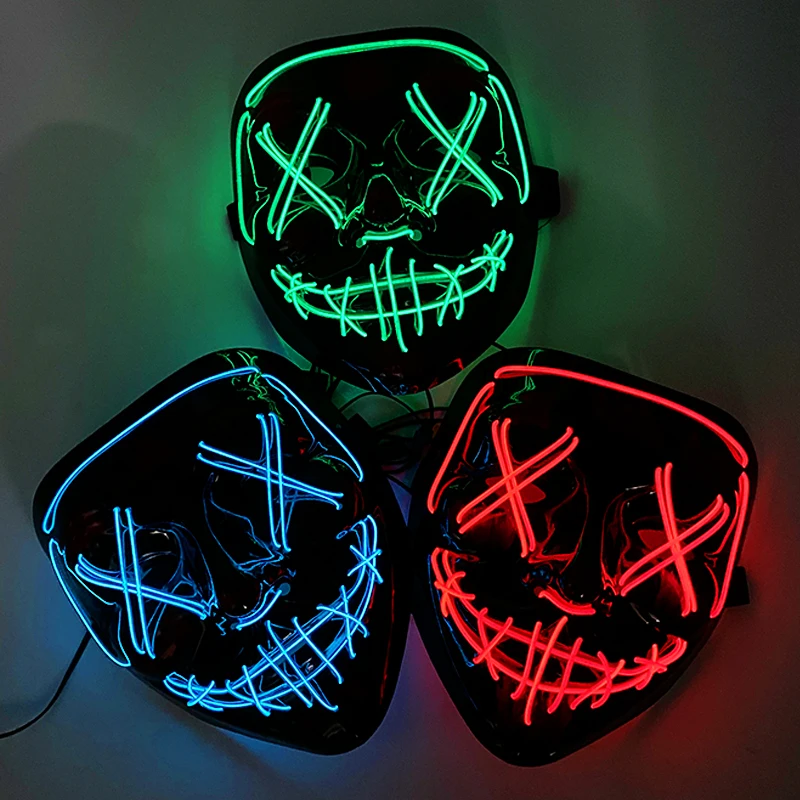 Wireless LED Mask Halloween Party Masque Masquerade Masks Neon Mask Light Glow In The Dark Mascara Horror Purge Glowing Masker