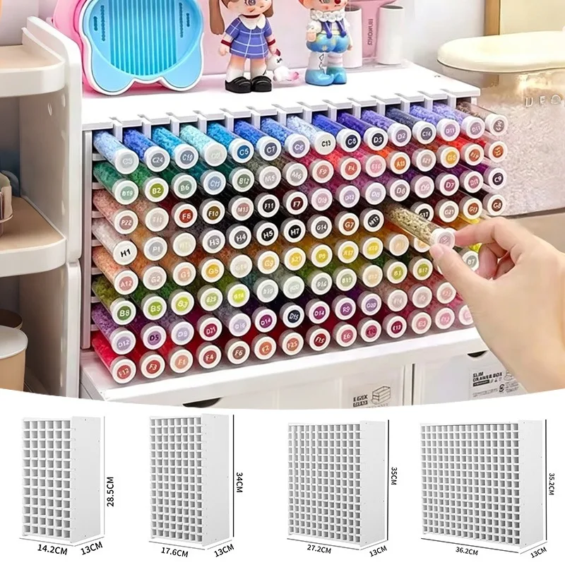 Markers Grids Slanted Marker Storage Rack Multi-grid Pen Holder for Desk  Art Supply Organizer for Students Artists 72/120/240
