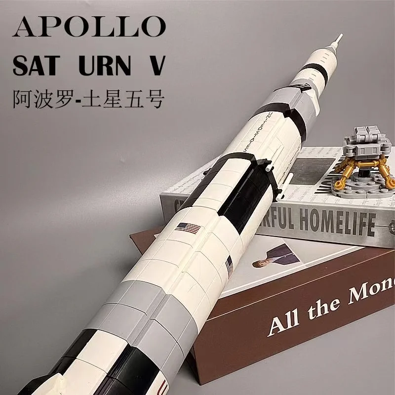NASA De Apollo Saturn V Raket Bouwstenen Model Kit, Ruimteverkenning Raket Bricks, STEM Wetenschap onderwijs Kinderen Speelgoed Geschenken