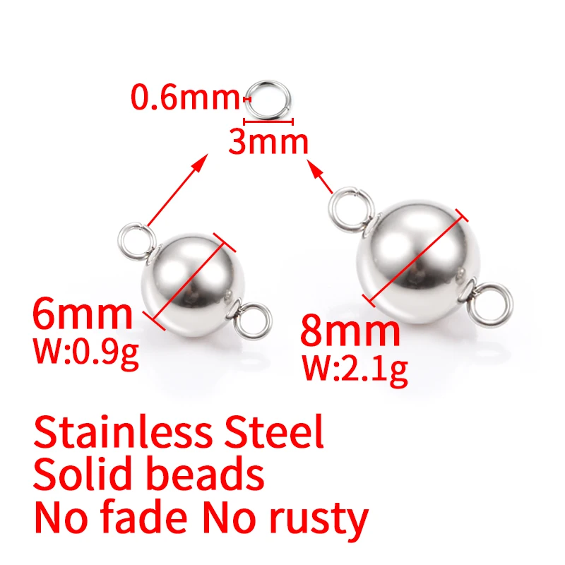 10Pcs Stainless Steel 8mm 10mm Round Solid Connect Beads For Jewelry Making Supplies Accessorie DIY Necklace Bracelet Findings