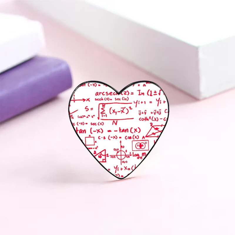 Mathematics Teacher Heart Best Faculties pin Funny Brooches Shirt Lapel Cute Badge Cartoon Jewelry Gift for Lover Girl Friends